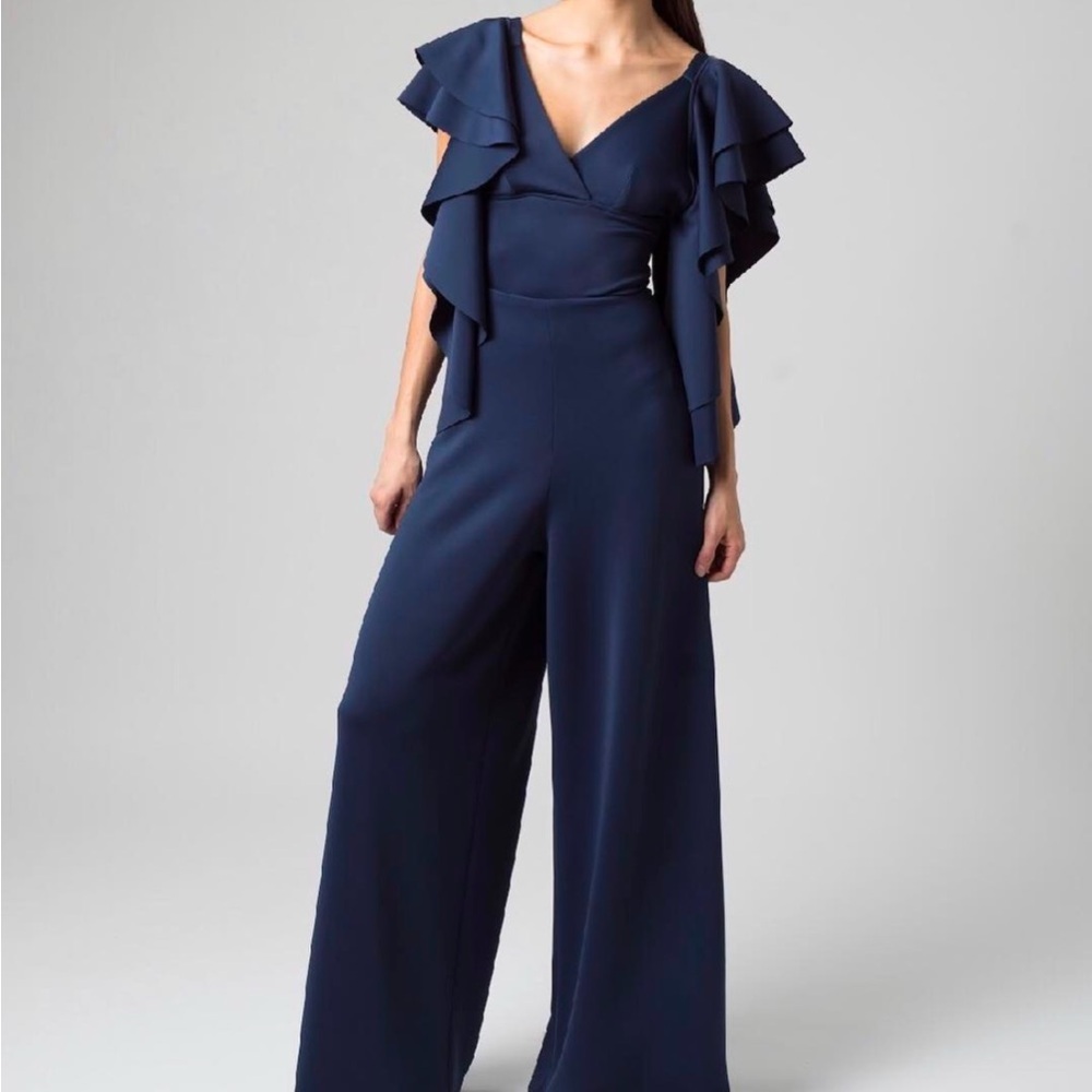 Karla Garzaro Elegant Navy Ruffle bodysuit - Picture 2 of 10
